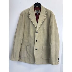 St. Johns Bay Men's L Blazer Jacket Cotton Sports Coat Unstructured Beige Tan‎